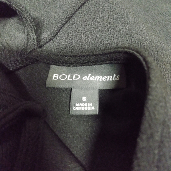 Bold Elements Women's Dress, sz S,  Black, long sleeve open shoulder, NWT - Picture 4 of 8